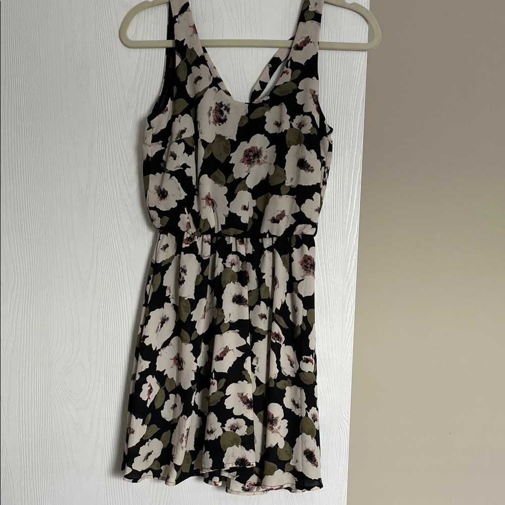 Lush Black and Cream Floral Mini Dress **Never Worn!**